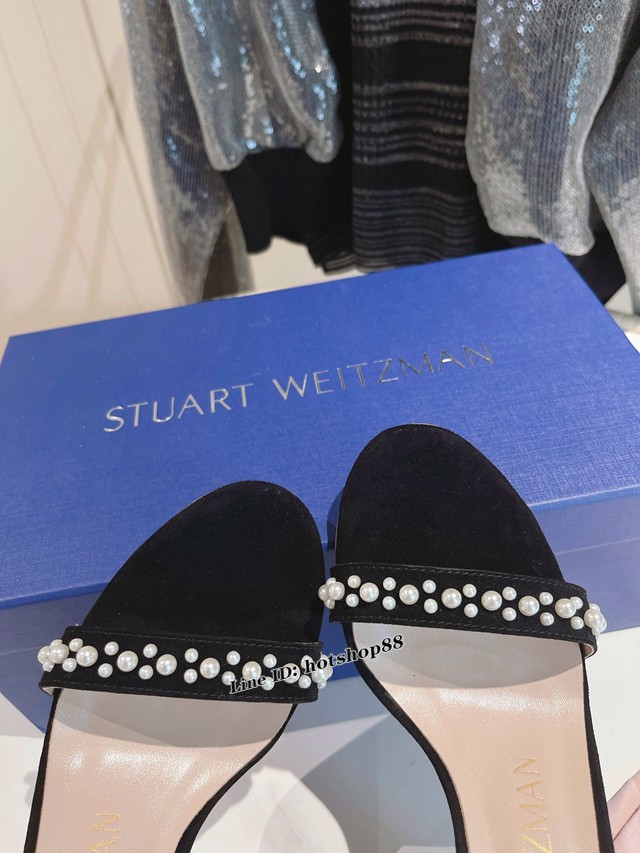 STUART WEITZMAN經典款高跟涼鞋 一字帶珍珠涼鞋 dx3258